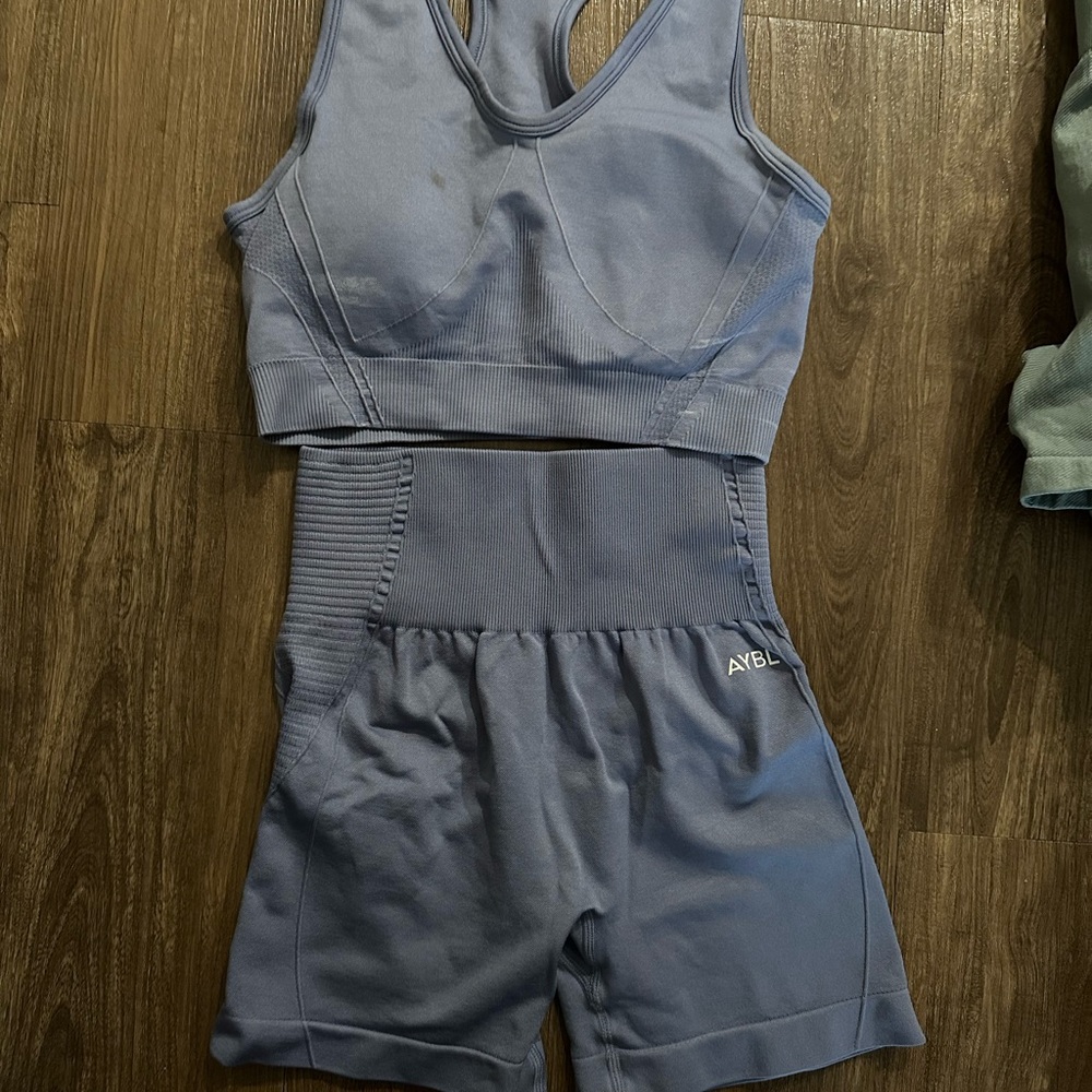 Blue AYBL Sports Bra and Shorts Set